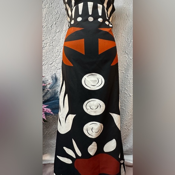 Commense- Cut Out Sleeveless Black,White, Orange Abstract Maxi Dress (XL)‼️NWT‼️ - Picture 5 of 16